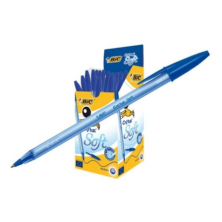 Boite 50 Stylos à bille Cristal Soft BIC - Bleu (951434)