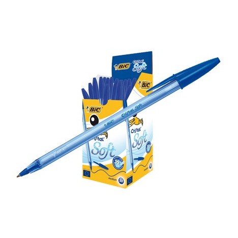 Boite 50 Stylos à bille Cristal Soft BIC - Bleu (951434)