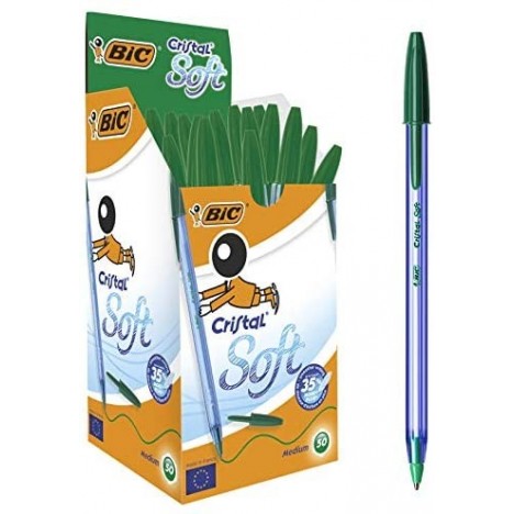 Boite 50 Stylos à bille Cristal Soft BIC - Vert (921219)