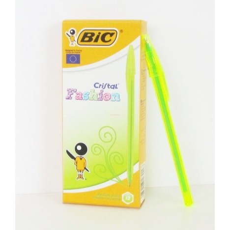 Paquets de 12 Stylos bille BIC cristal Fashion - Jaune (951796)