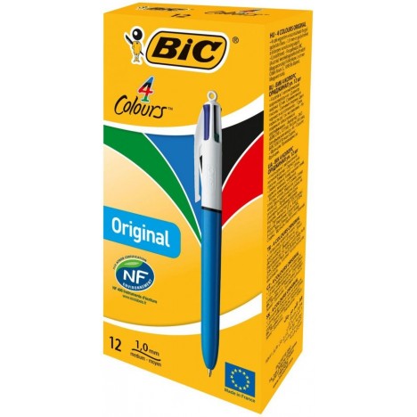 paquet de 12 Stylos à bille rétractable Bic 4 couleurs (801867)