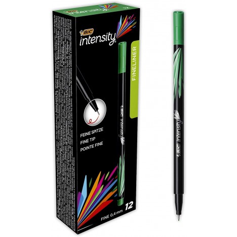 Boîte de 12 Stylos Feutres Pointe Fine (0,8 mm) BIC Intensity- Vert (942068)