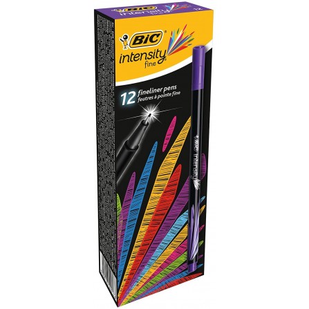 Boîte de 12 Stylos Feutres Pointe Fine (0,8 mm) BIC Intensity- Violet (942066)