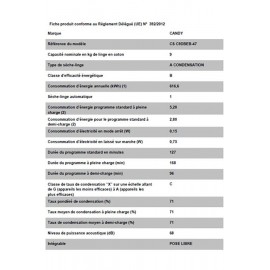 Sèche linge frontale CANDY 9Kg - Noir (CS C9DBEB-47)