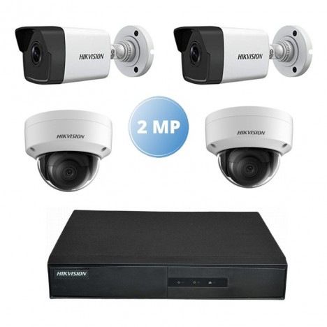 Pack Vidéo Surveillance Hikvision mini NVR 4 canaux + 2 Caméra Interne IP + 2 Camera Externe IP