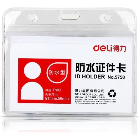 Porte badge PVC horizontal DELI  90X54 mm- E5758 -PQ/50