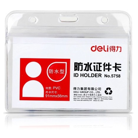 Porte badge PVC horizontal DELI  90X54 mm- E5758 -PQ/50