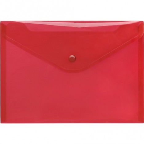 Pochette papier plastique avec bouton DELI A4 Transparent ROUGE