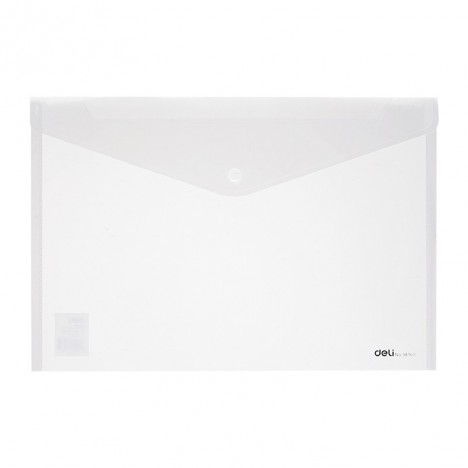 Pochette plastique avec bouton DELI A4 FC transparent - E38165