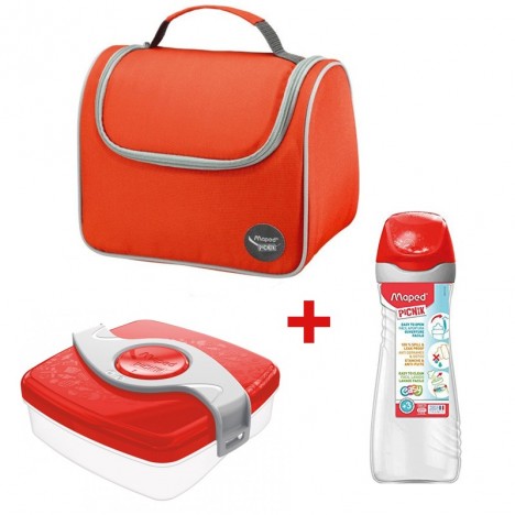 Pack Maped sac déjeuner + boîte à déjeuner + gourde - Rouge (BU-872103)