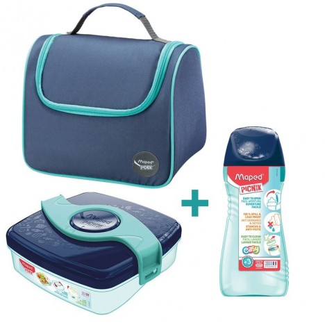 Pack Maped sac déjeuner + boîte à déjeuner + gourde - Bleu (BU-872104)