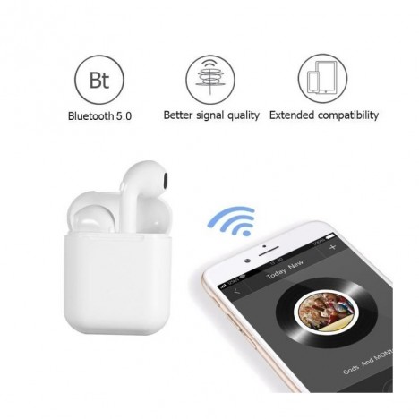 Écouteurs Bluetooth Intra-Auriculaires i9 TWS avec Box Chargeur - Blanc