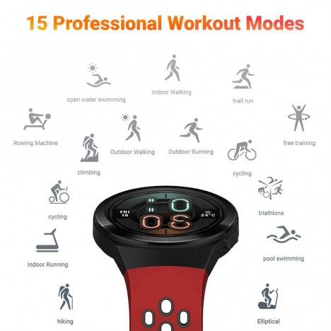 Montre Connectée Huawei Watch GT2E Hector - Noir et Rouge (Hector-B19R)