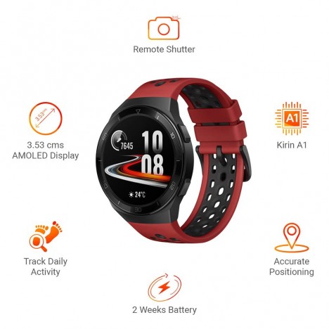 Montre Connectée Huawei Watch GT2E Hector - Noir et Rouge (Hector-B19R)