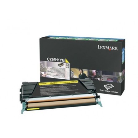 Toner Original Lexmark C736, X736, X738 Yellow (10K) - C736H1YG