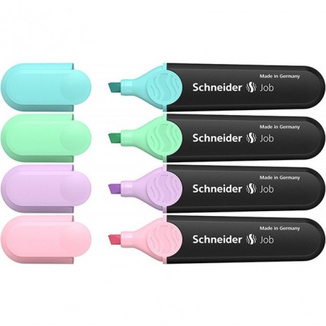 POCH/4 SURLIGNEURS FLUO JOB COULEUR PASTEL