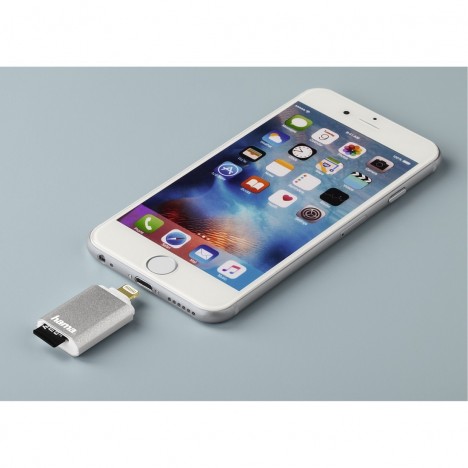 Lecteur de cartes Lightning "Save2Data mini", microSD Hama - Argent