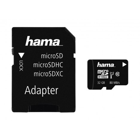 microSDHC 32 Go Classe 10 UHS-I 80 Mo + Adaptateur Hama
