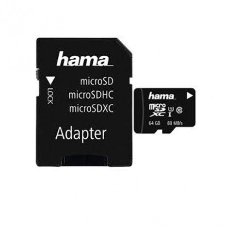 microSDHC 64 Go Classe 10 UHS-I 80 Mo + Adaptateur Hama