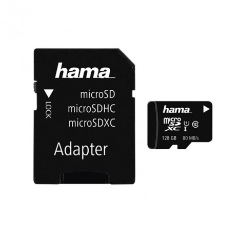 microSDHC 128 Go Classe 10 UHS-I 80 Mo + Adaptateur Hama