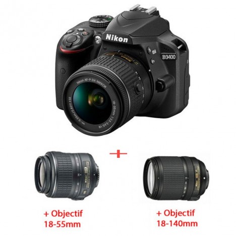 Pack Nikon D3400 +OBJECTIF 18-55 MM + OBJECTIF 18-140 MM