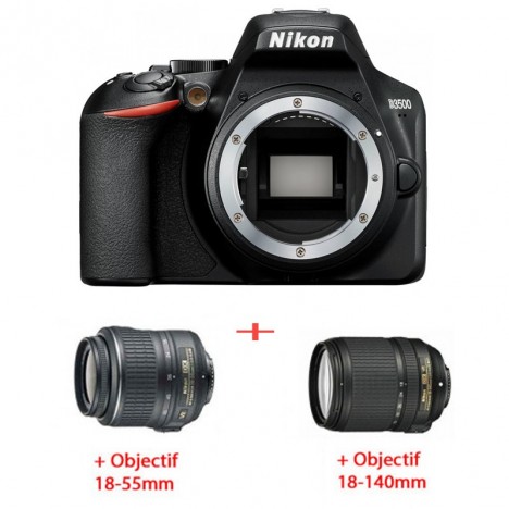 Pack Nikon D3500 BOD +OBJECTIF 18-55 MM + OBJECTIF 18-140 MM