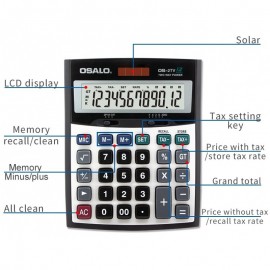 Calculatrice de bureau 12 chiffres OSALO -(OS-2TV)