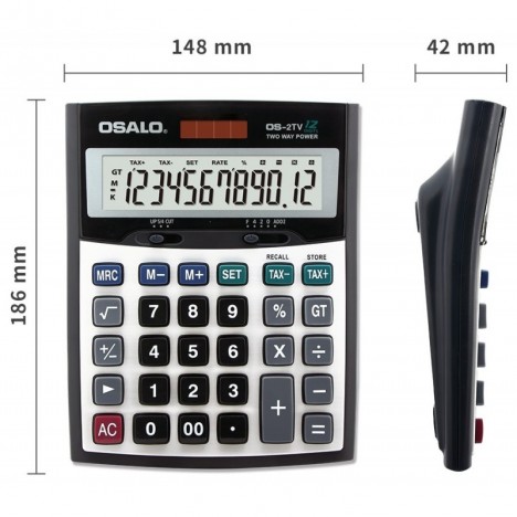 Calculatrice de bureau 12 chiffres OSALO -(OS-2TV)