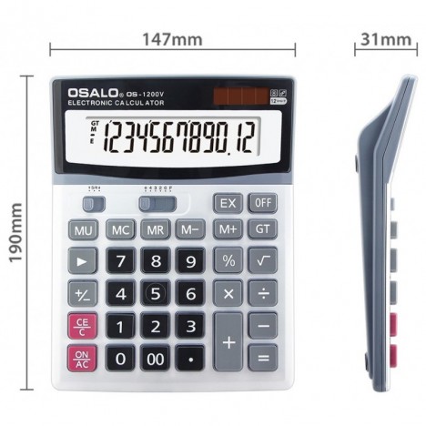 Calculatrice de bureau 12 chiffres OSALO -(OS-1200V)