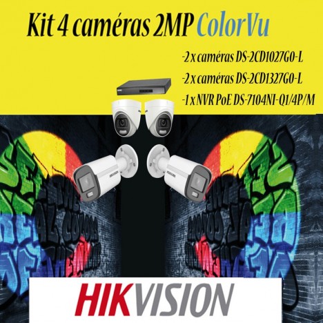 Kit 4 cameras HIKVISION 2MP colorvu