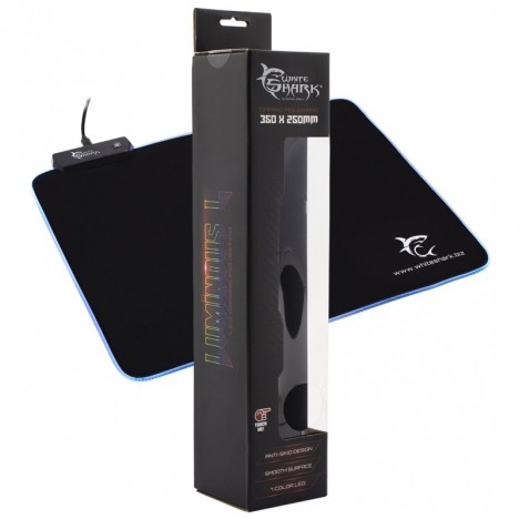 Tapis Souris White Shark LUMINOS L LED 35 x 25 cm - (MP-1862-L)