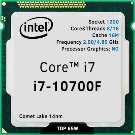 Processeur Intel Core i7 10700F TRAY (2.9 GHZ / 4.8 GHZ)
