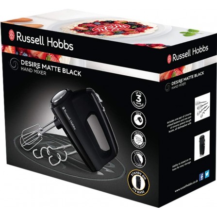 Russell Hobbs Batteur Electrique, 2 Fouets Hélice, 2 Crochets Pétrin ( 24672-56 ) 2