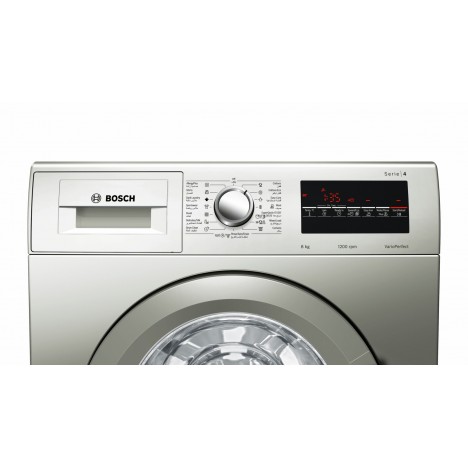 Machine à laver BOSCH SÉRIE 4 front 8 kg 1200 trs, argent inox (WAK2428SEG)