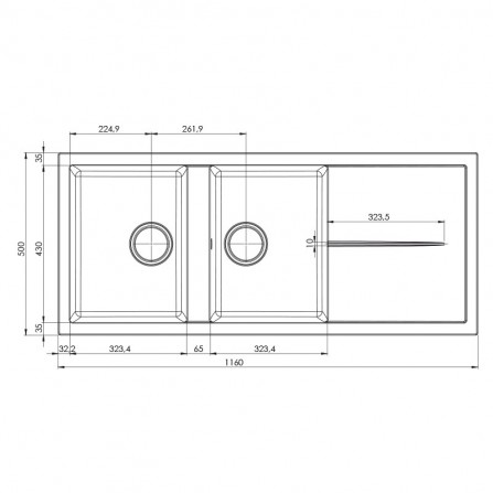 ÉVIER FOCUS 2 BACS + ÉGOUTTOIR BLANC (FILO 116W) 2