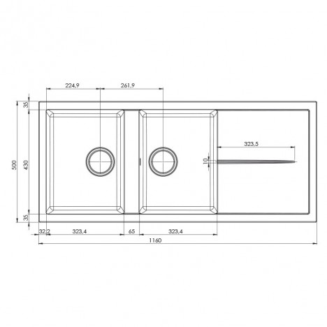 ÉVIER FOCUS 2 BACS + ÉGOUTTOIR BLANC (FILO 116W) ÉVIER FOCUS 2 BACS + ÉGOUTTOIR BLANC (FILO 116W)