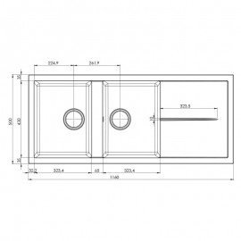 ÉVIER FOCUS 2 BACS + ÉGOUTTOIR BLANC (FILO 116W) ÉVIER FOCUS 2 BACS + ÉGOUTTOIR BLANC (FILO 116W)