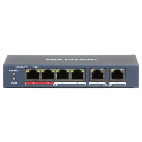 Switcher Hikvision - 4 Port Fast Ethernet Unmanaged POE (DS-3E0106P-E/M)