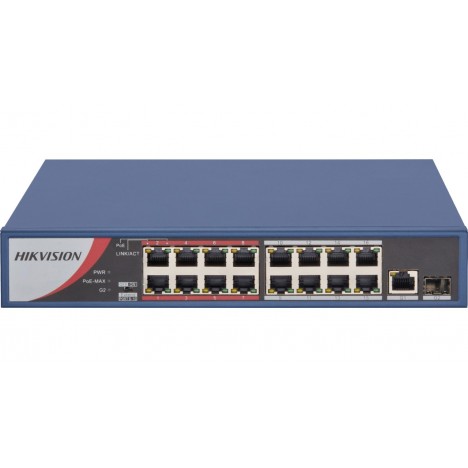 Switcher Hikvision 16-Port 100 Mbps Long-Range Unmanaged PoE(DS-3E0318P-E/M-B)