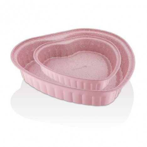 SET MOULE À GÂTEAU KORKMAZ COEUR 12 CM - ROSE (A764)