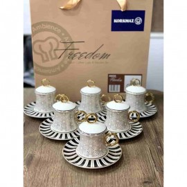 Ensemble à café Turc FREEDOM KAPAKLI 18 pièces Korkmaz (A8636) Ensemble à café Turc FREEDOM KAPAKLI 18 pièces Korkmaz (A8636)