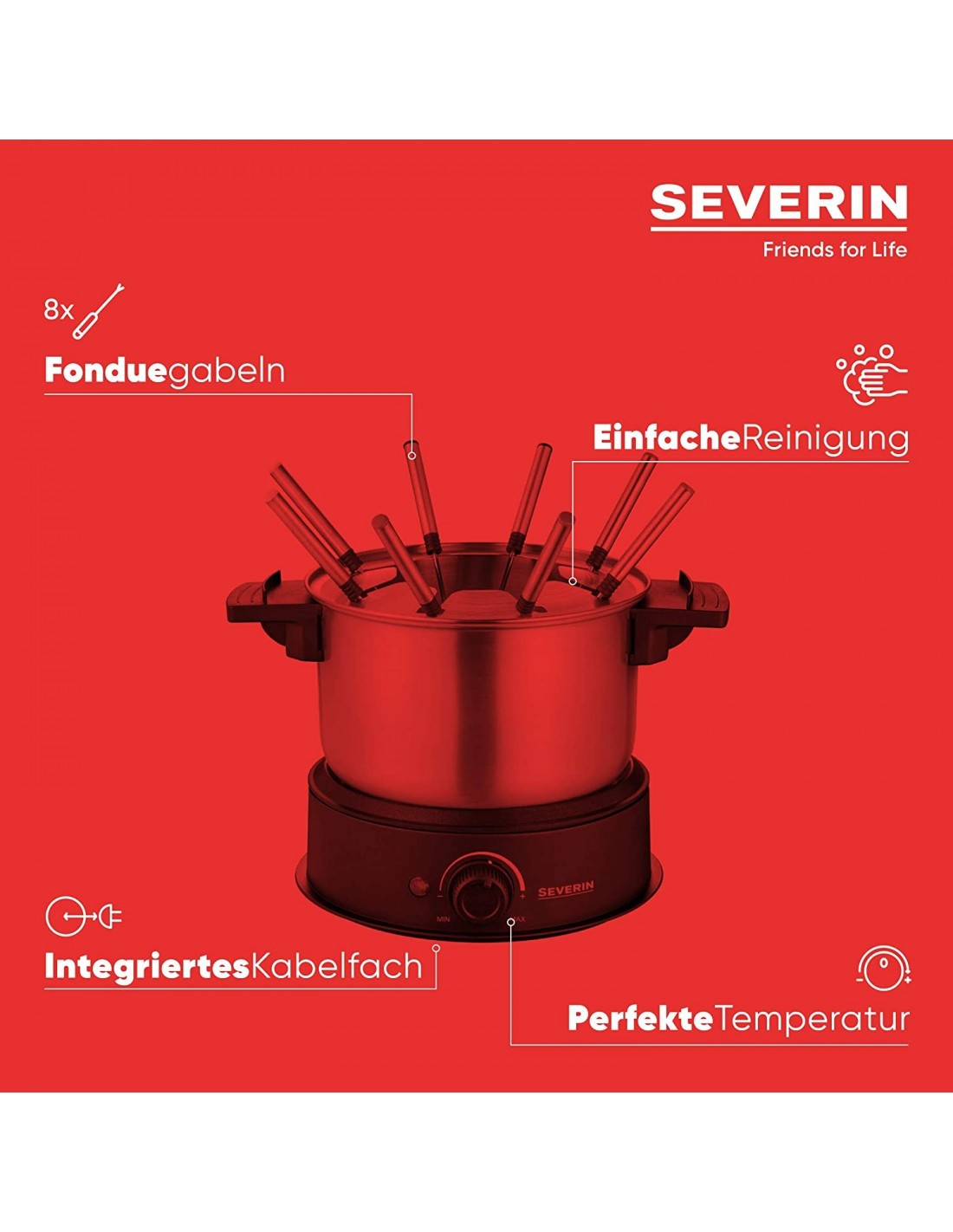 Slide  #3 Fondue électrique en Acier Inoxydable SEVERIN - Noir (FO 2470)
