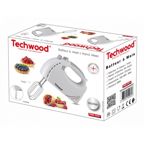 Batteur à main Techwood 300 Watt - blanc (TMM-3001) Batteur à main Techwood 300 Watt - blanc (TMM-3001)