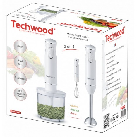Mixeur 3en1 TECHWOOD 0.5L - 600W - Blanc (TMS-9600) Mixeur 3en1 TECHWOOD 0.5L - 600W - Blanc (TMS-9600)