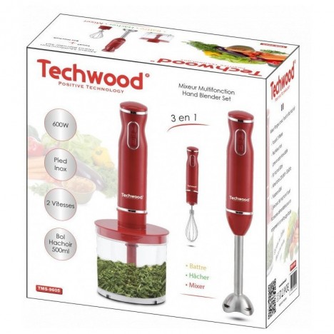 Mixeur Plongeant 3 en 1 TECHWOOD 600 Watt - Rouge (TMS-9605) Mixeur Plongeant 3 en 1 TECHWOOD 600 Watt - Rouge (TMS-9605)