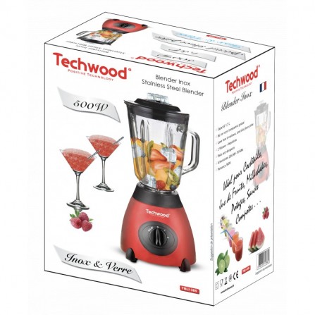 Blender Techwood 500 Watt 1,5L - Rouge (TBLI-385 ) 2