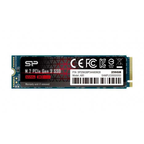 SILICON POWER A80 256Go NVMe M.2 2280 PCIe Gen3 x4 (SP256GBP34A80M28)