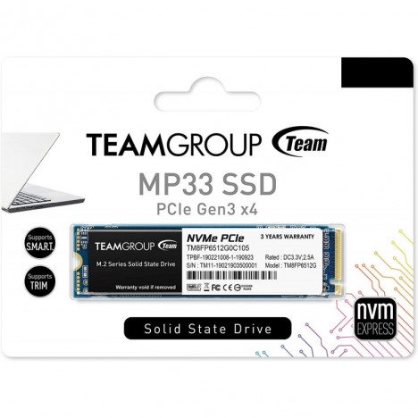 Disque Dur Interne SSD M.2 TeamGroup MP33 - 256 Go (TM8FP6256G0C101)