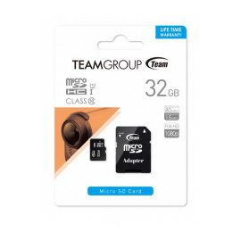 Carte Mémoire TEAMGROUP 32 Go Micro SDHC Class 10 + Adaptateur (TUSDH32GCL10U03)