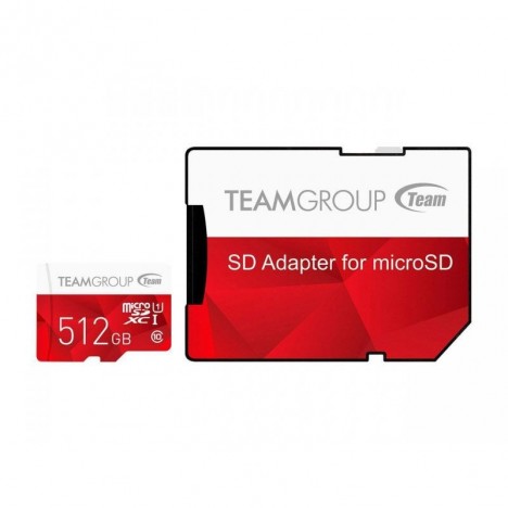 Carte Mémoire TEAM GROUP 512Go Micro SDXC Class 10 + Adaptateur (TCUSDX512GUHS54)